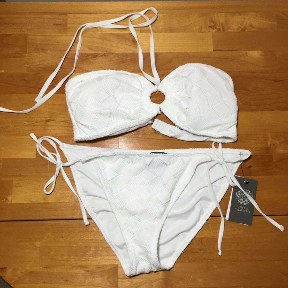 Vince Camuto String Bikini White Size Large NWT